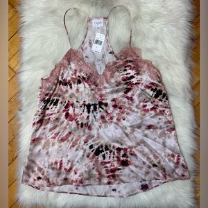 Nwt Cami NYC Raine Blush Tie Dye Pink Lace Trim Racerback Silk Camisole